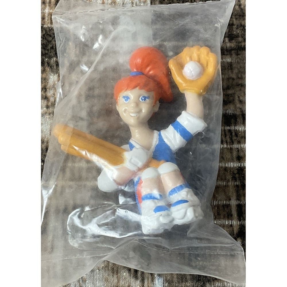 Vintage 90s Burger King Toy Kids Club Redhead Baseball Roller-skate Girl